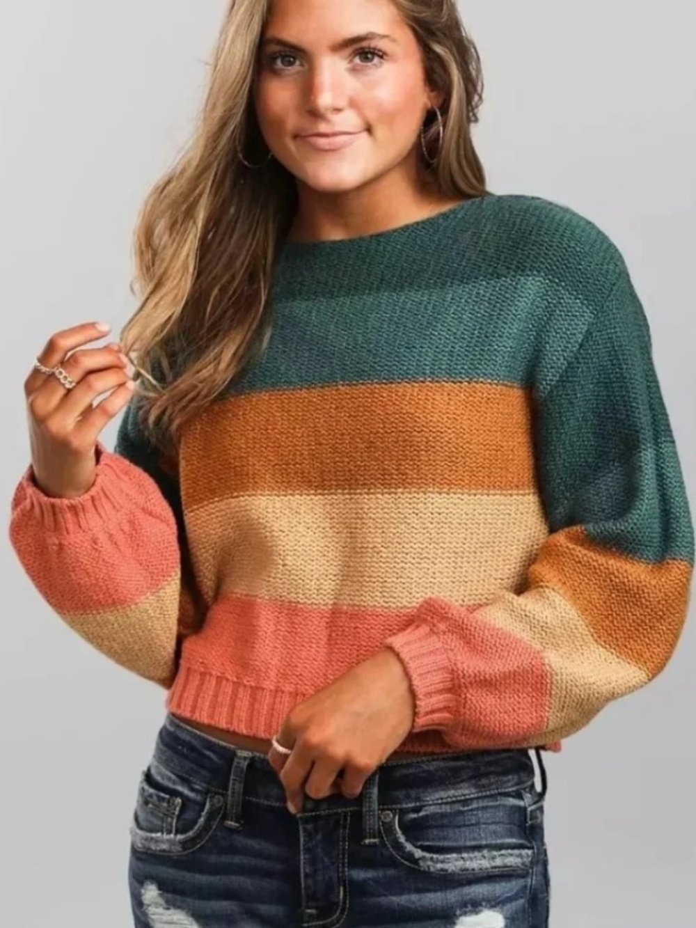 Billabong Seeing Stripes Evergreen Cropped Sweater